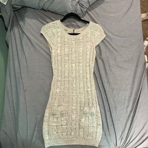 Gray Fitted Sweater Dress